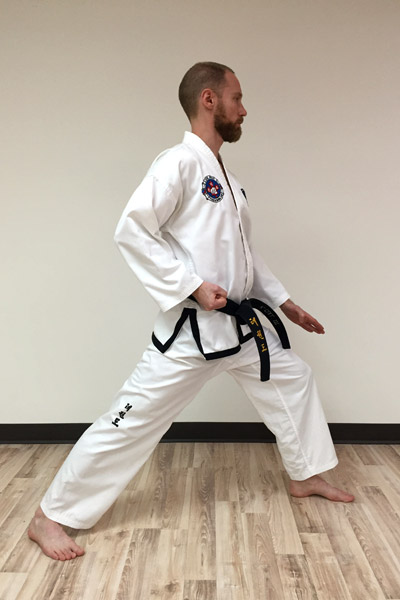 Taekwon-Do low knife-hand block from side